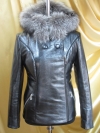 женская кожаная куртка с чернобуркой