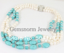 Набор. Ожерелье из бирюзы и белого жемчуга с серьгами
Resource id #31