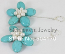 Набор. Ожерелье из бирюзы и белого жемчуга с серьгами
Resource id #32