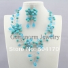 Набор из бирюзы и хрусталя (ожерелье, серьги)